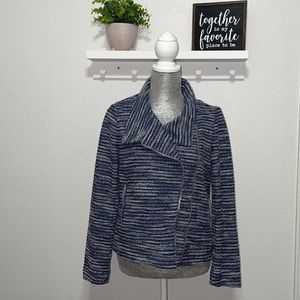 Loft moto‎ blue cream white jacket tweed small
